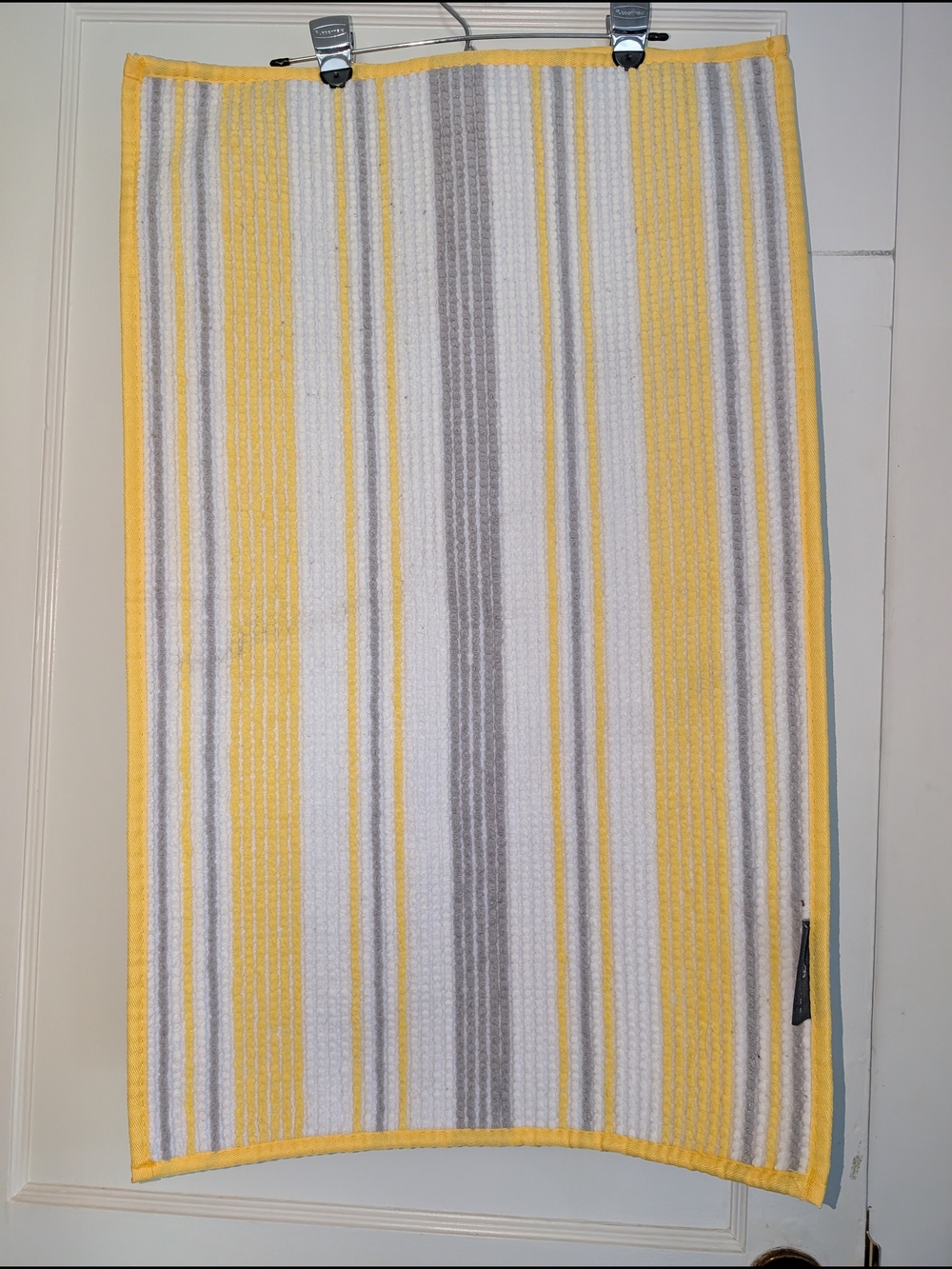 Trina Turk Striped Yellow, Gray & White Bath Rug - 33"X21" And 24"X17" - Picture 3 of 4